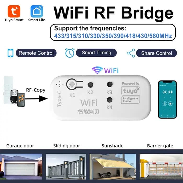 A74Z Tuya 433Mhz duplicateur porte de Garage télécommande duplicateur pour porte électrique porte ro