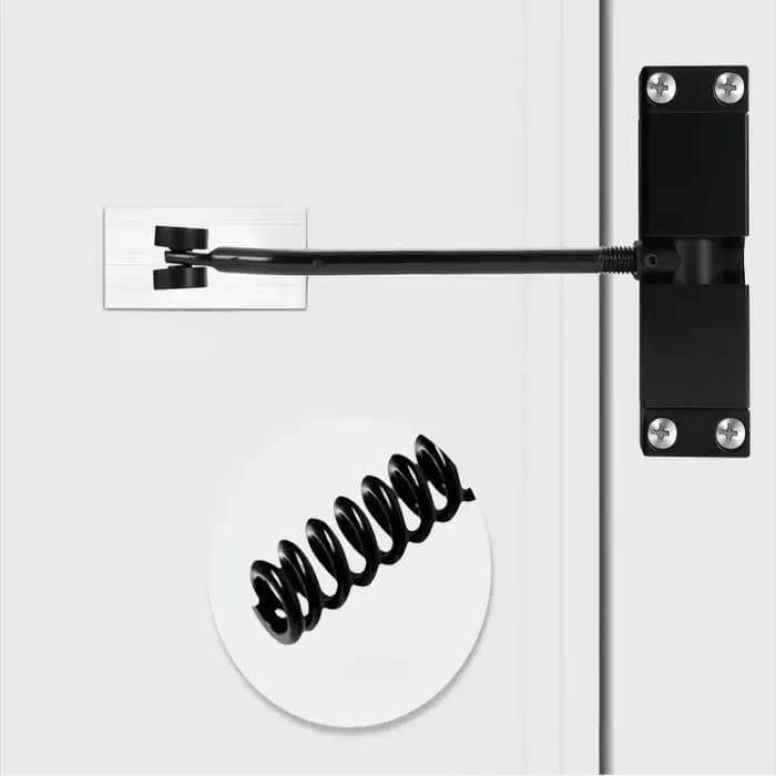 Ferme-porte automatique carré tout noir/argent