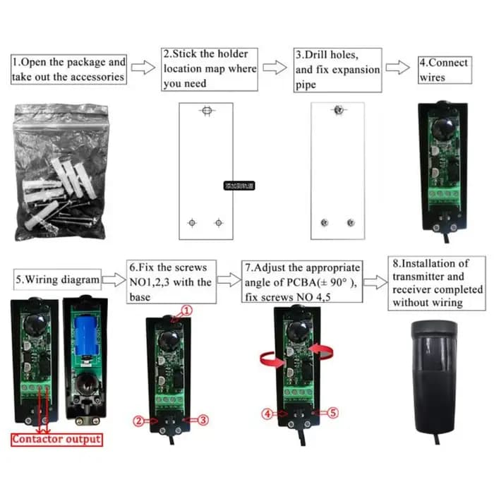 Capteur de faisceau de sécurité infrarouge Détecteur de cellule photoélectrique DC / AC 12 ~ 24V pour porte