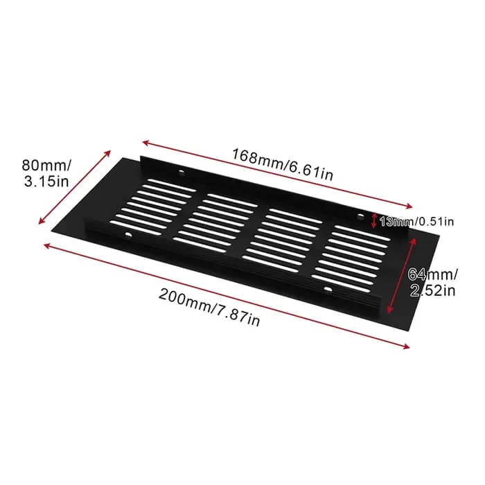 Grille de ventilation en alliage d'aluminium, grille à lamelles, grille d'aération pour armoire, acc