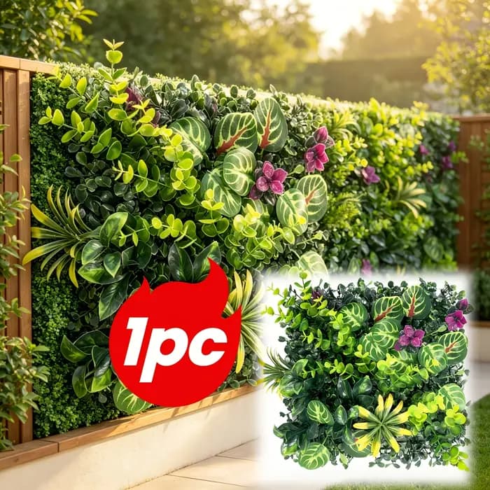 Panneau mural végétal extérieur avec design clôture en bois - 60,96 cm x 40,64 cm, écran d'intimité,