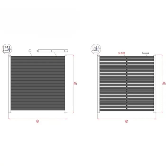 Panneau de clôture en aluminium noir moderne pour jardin familial