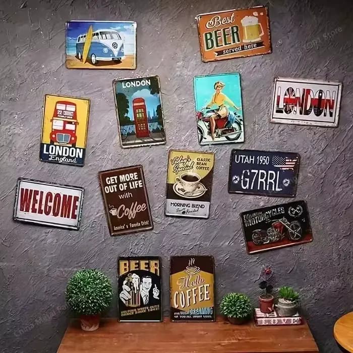 Panneau en aluminium avec design à carreaux vintage pour garage