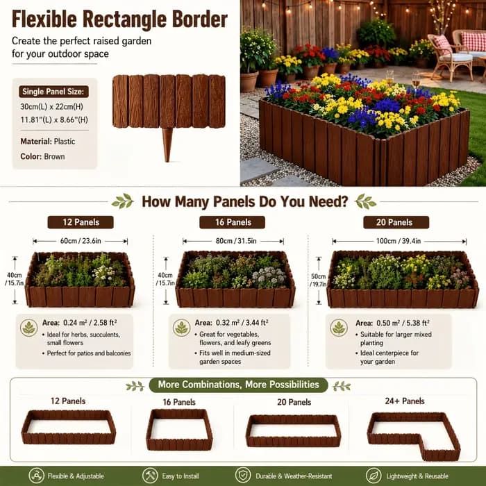 Clôture de jardin flexible et modulable 3/6 pièces, clôture de bordure de cour pliable, clôture décorative de paysage extérieur pour ornement