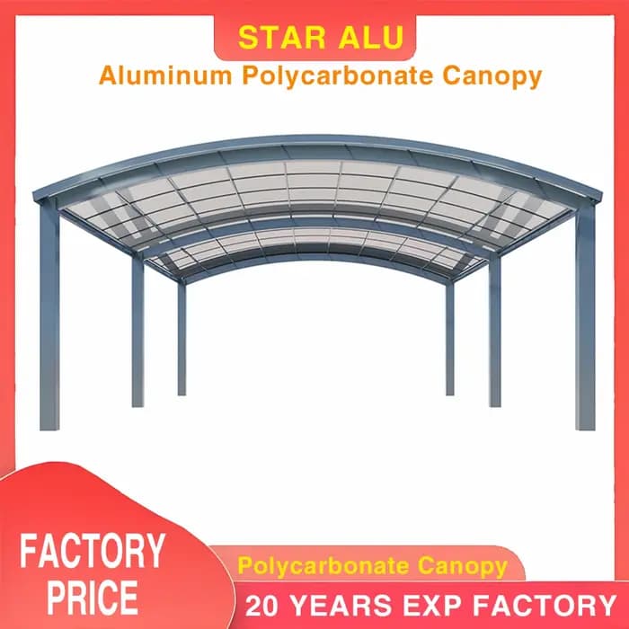 Carport moderne auvent en polycarbonate – Pare-soleil à cadre en aluminium étanche pour allée ou jar