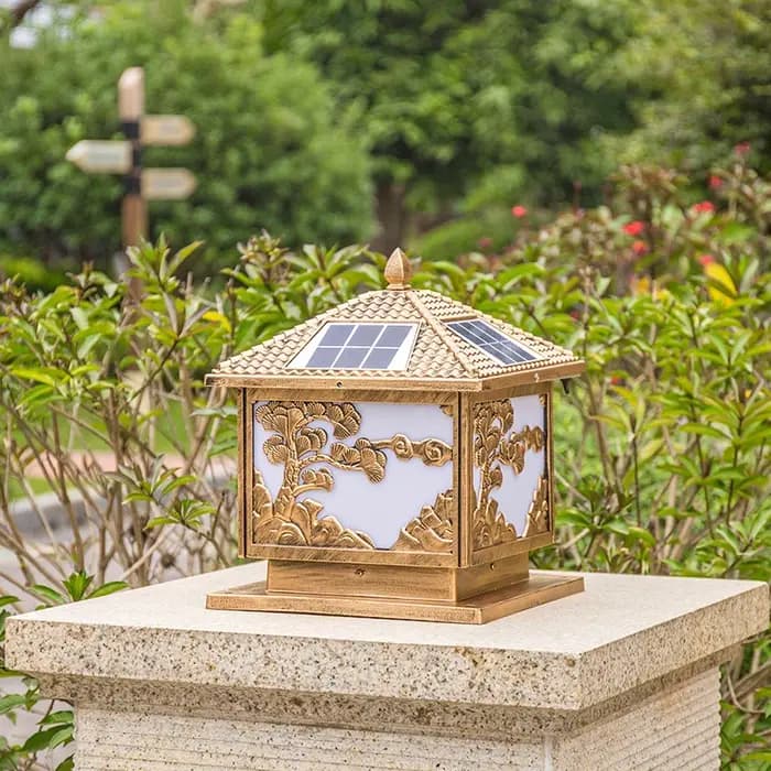 Lampe solaire d'extérieur pour poteau, villa, cour, portail, colonne, étanche, en aluminium, pour jardin, éclairage paysager, éclairage de poteau