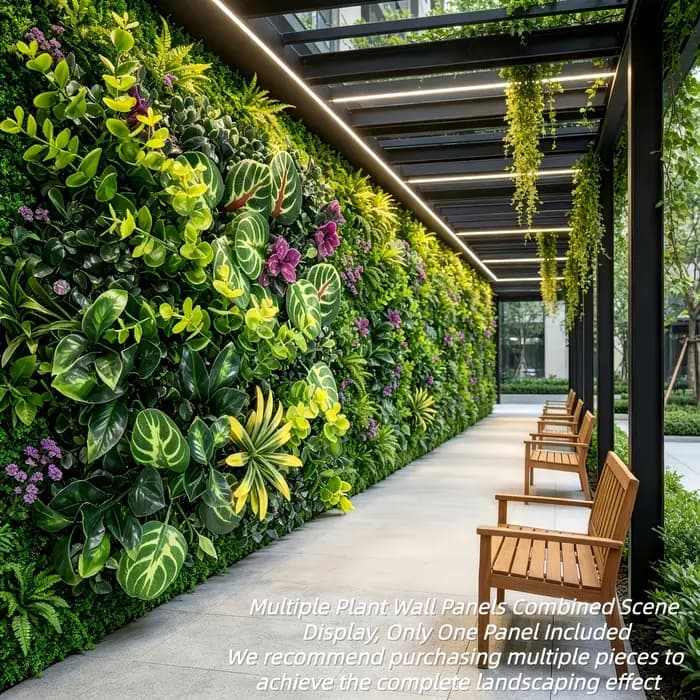 Panneau mural végétal extérieur avec design clôture en bois - 60,96 cm x 40,64 cm, écran d'intimité, adapté aux plantes véritables pour la maison