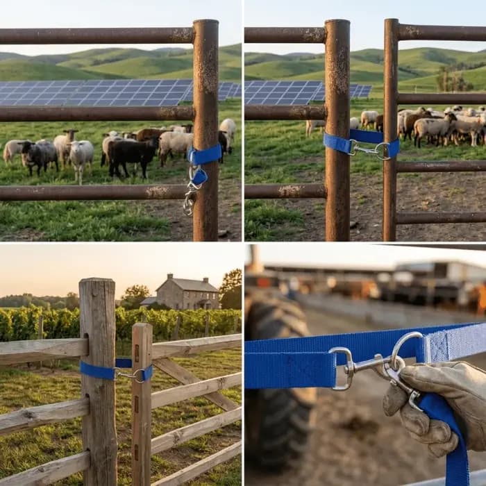 3 loquets simples pivotants à anneau pour chevaux, 50 cm, pour sécuriser les clôtures de chevaux, de bétail et de moutons, compatibles avec la plupart des portails.