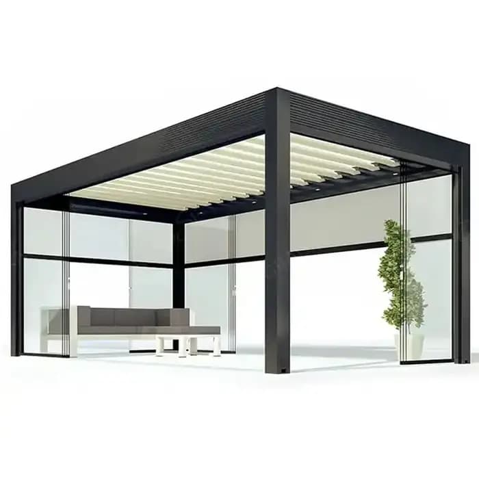 Pergola bioclimatique motorisée à persiennes en aluminium
