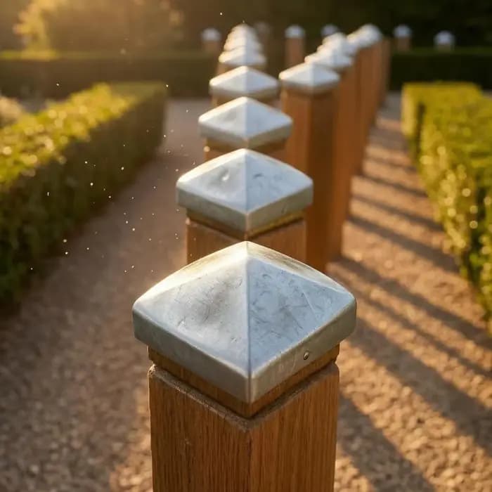 6 pièces, capuchons pyramidaux en métal pour poteaux de clôture, finition brossée, quincaillerie d'e