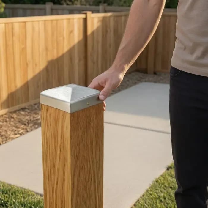 6 pièces, capuchons pyramidaux en métal pour poteaux de clôture, finition brossée, quincaillerie d'extérieur pour clôture en bois