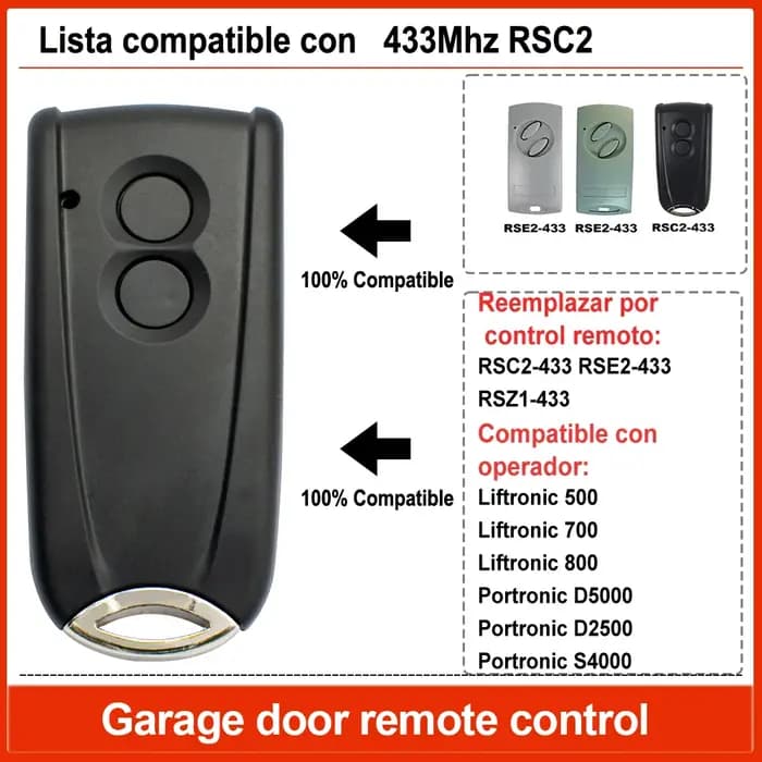 Télécommande de garage RSC2 RSE2 compatible avec le contrôleur d'ouverture de porte