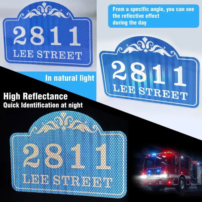 Plaque d'adresse personnalisée en PVC acrylique avec option réfléchissante