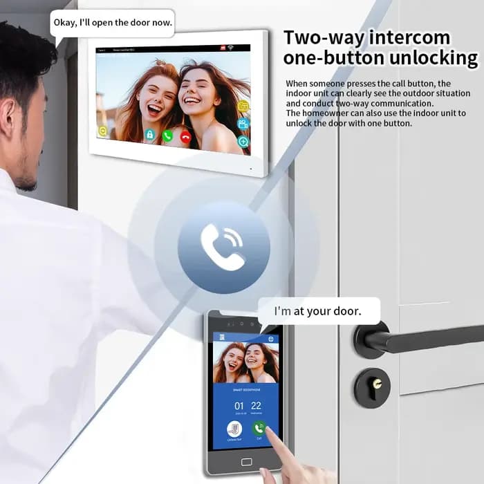 ANJIELO TUYA Interphone Vidéo Intelligent 5-en-1 avec Déverrouillage par Reconnaissance Faciale IA pour Villas