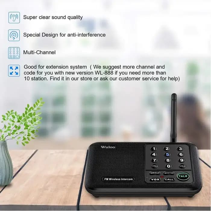 Système d'interphone sans fil longue portée Wuloo 1 Mile pour la maison