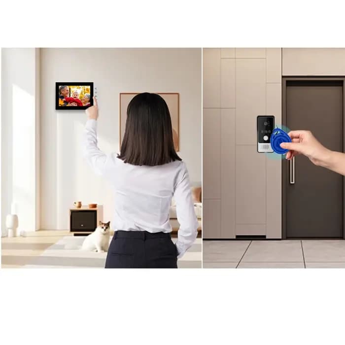 Mirixi 7 pouces interphone vidéo sonnette de téléphone avec caméra RFID déverrouiller grand Angle système Multiple contrôle d'accès de porte nuit
