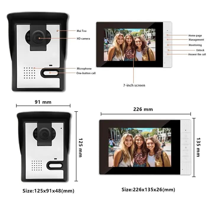Visiophone filaire avec écran IPS de 7 pouces