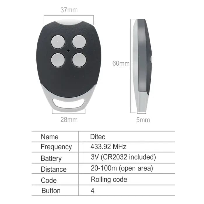 Télécommande de porte de garage pour Rolling DITEC GOL4