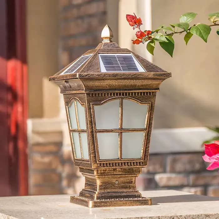 Lampe solaire de poteau, éclairage de jardin étanche, style européen, pour villa, cour, café, lampe murale extérieure pour poteau de porte