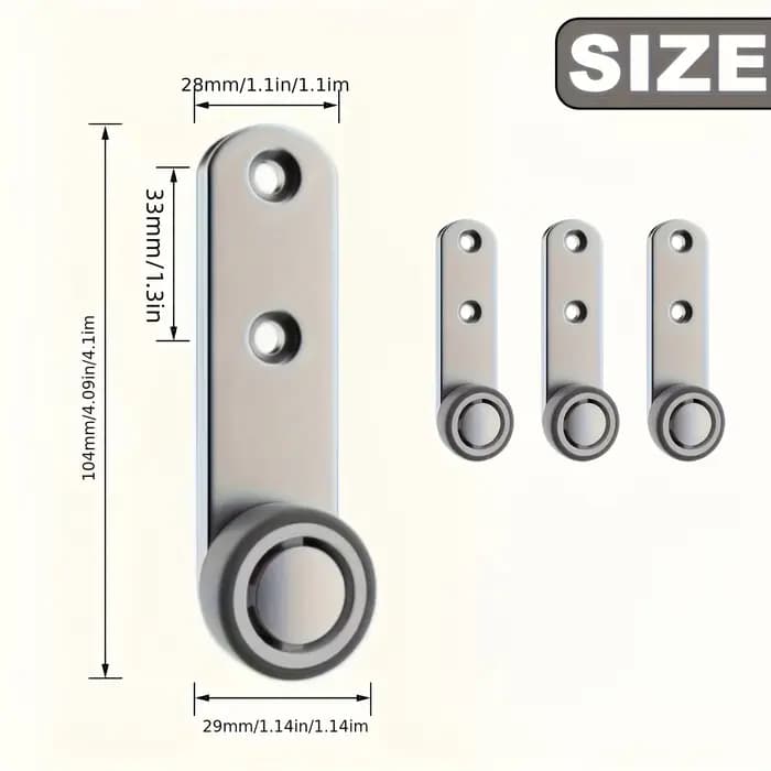 Roue de porte coulissante silencieuse robuste avec 4 rouleaux et 8 vis