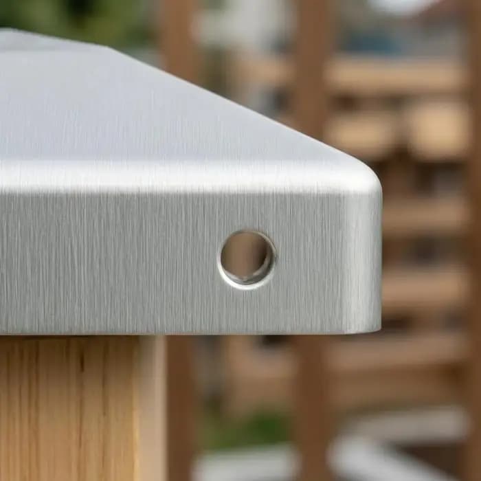 6 pièces, capuchons pyramidaux en métal pour poteaux de clôture, finition brossée, quincaillerie d'extérieur pour clôture en bois