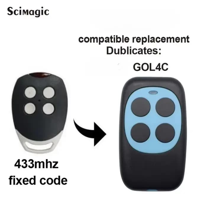 Télécommande pour ouvre-porte de garage BIXLS2 BIXLP2 GOL4 BIXLG4 433MHz, code roulant et code fixe
