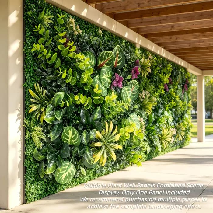 Panneau mural végétal extérieur avec design clôture en bois - 60,96 cm x 40,64 cm, écran d'intimité, adapté aux plantes véritables pour la maison