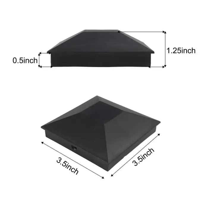 Couvre-poteaux de clôture résistants aux intempéries, 3,5 x 3,5 pouces, finition noire givrée, construction robuste, lot de 6