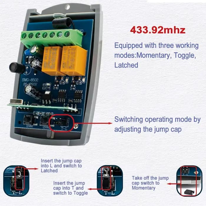 Universal SCS SENTINEL Contrôleur Récepteur de Porte de Garage 7-32V 85-250V 2CH 433MHz Télécommande Ouvre-portail