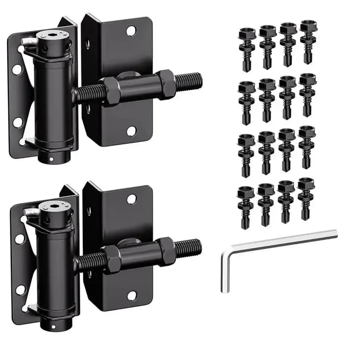 ABRU - Charnières de portail à fermeture automatique à tension réglable, robustes, finition noire -