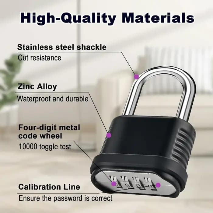 Cadenas à combinaison robuste à 4 chiffres