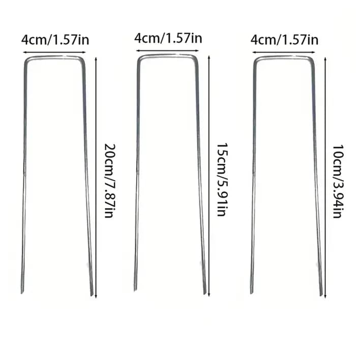 100 piquets de fixation galvanisés en U avec rondelles antidérapantes