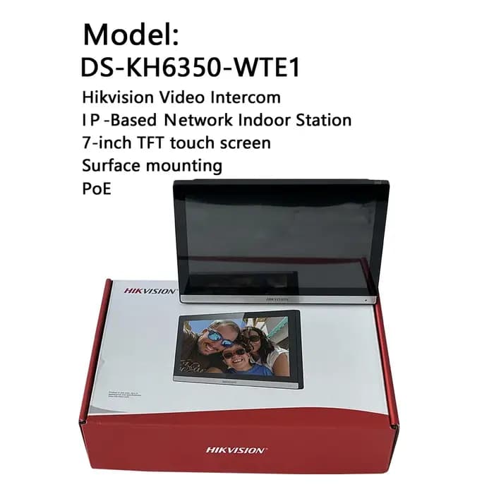 Hikvision DS-KH6350-WTE1 Interphone vidéo Station intérieure basée sur IP Écran tactile IPS 7 pouces
