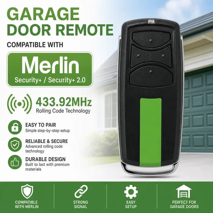 Télécommande et clavier de remplacement Merlin Security+ 2.0 pour porte de garage