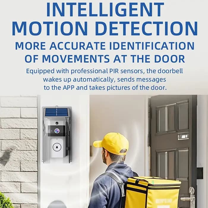 Sonnette sans fil extérieure étanche avec couverture solaire caméra WiFi porte numérique Peepholes interphone pour maison intelligente vidéo oeil anneau cloche