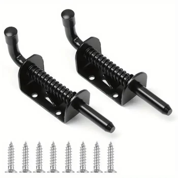 2 pièces Loquet de porte coulissant robuste en acier au carbone avec verrou à ressort