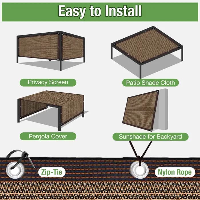 Panneau pare-soleil HDPE Premium avec protection UV 95% et œillets pour clôture de jardin
