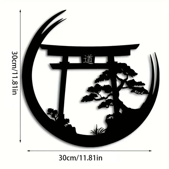 Sculpture murale portail Torii style bonsaï japonais - Art mural en métal, décoration suspendue élég
