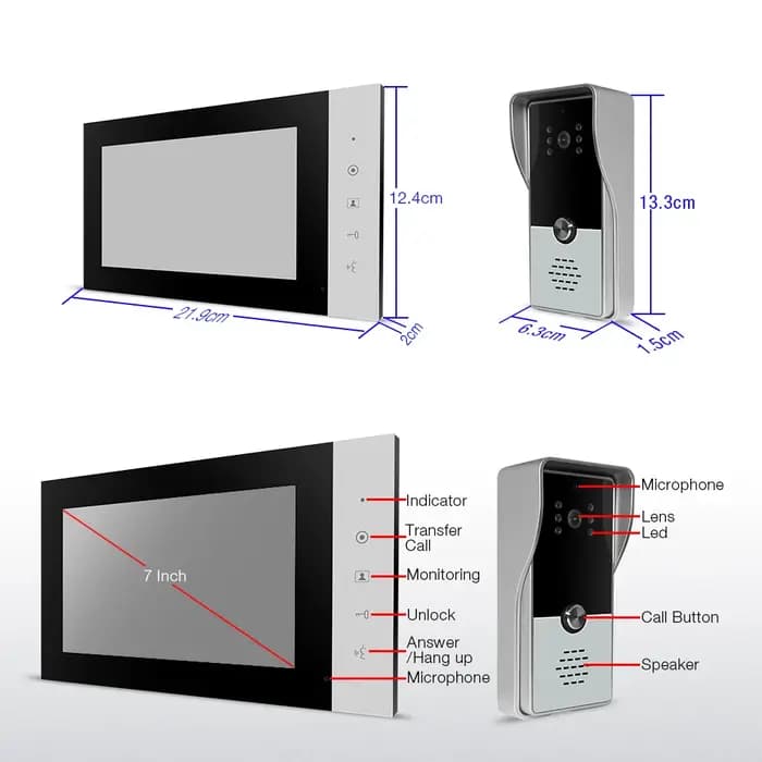 Interphone vidéo 1200TVL