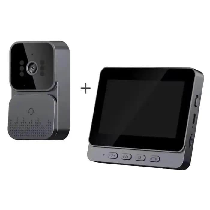 Sonnette d'interphone sans fil avec vision nocturne HD, écran IPS 4,3 pouces, caméra de sonnette vis