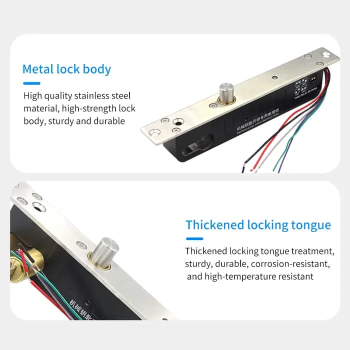 Fail Secure 12V serrure à boulon électrique clé manuelle déverrouiller le cylindre normalement ouvert pêne dormant électronique pour le contrôle d'accès de porte