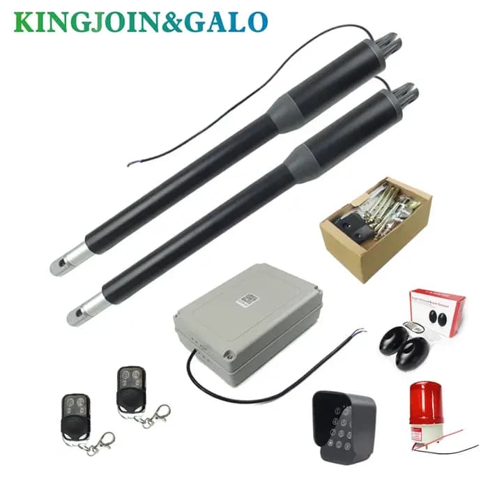 Kit de moteurs d'actionneur linéaire pour portail battant 200-300 kg avec bouton poussoir, photocellule, lampe d'alarme (module GSM et clavier en option)