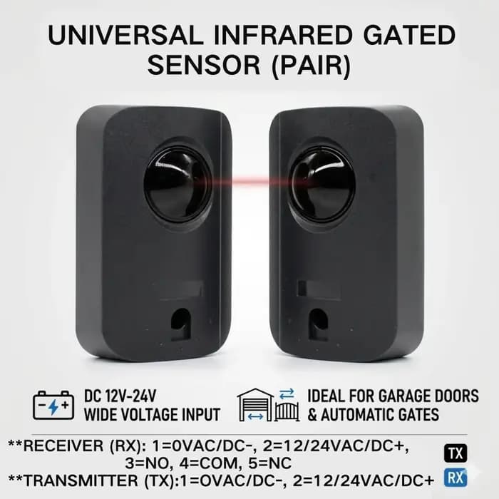 Détecteur infrarouge sûr DC 12/24V pour portail automatisé / portail battant / portail coulissant /