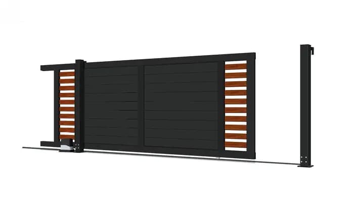 Porte coulissante d'entrée extérieure en aluminium métallique galvanisé enduit de poudre noire résidentielle