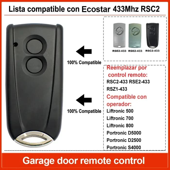 Télécommande Ecostar RSE2-433 RSC2-433 compatible avec les contrôleurs Liftronic 500 700 800 433 MHz