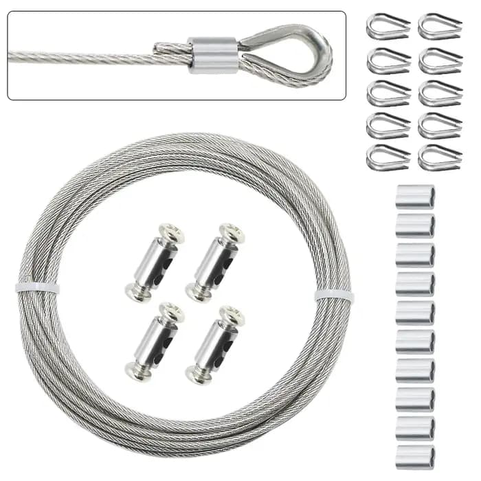 Kit de câble en acier inoxydable 304 recouvert de PVC de 10/20 m