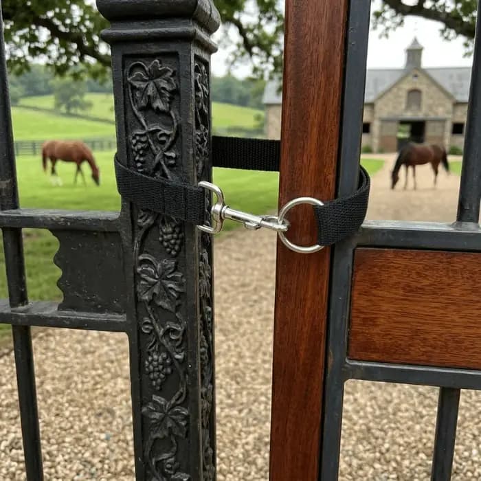 3 loquets simples pivotants à anneau pour chevaux, 50 cm, pour sécuriser les clôtures de chevaux, de bétail et de moutons, compatibles avec la plupart des portails.
