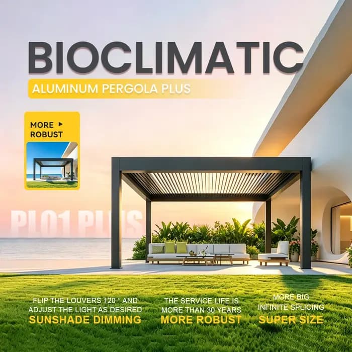 Pergola en aluminium avec kit de lames orientables électriques
