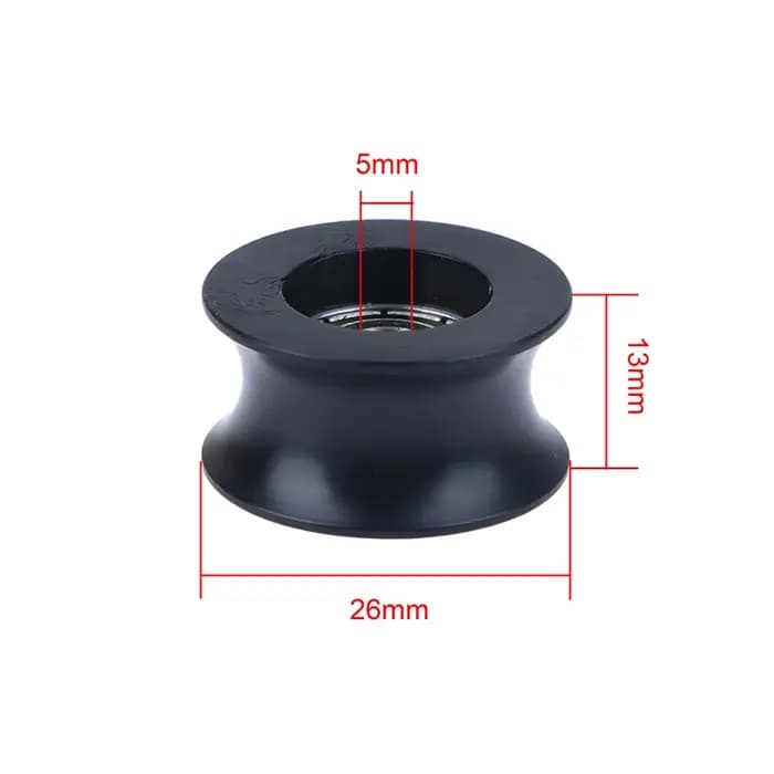 Chaud! Revêtement en caoutchouc noir pour roue de piste de 14mm de diamètre, 5x26x13, roulements en plastique enveloppés de Nylon POM, poulie, rainure en forme de U