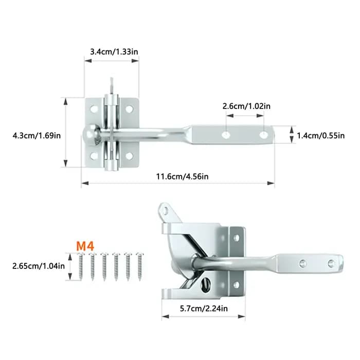 Charnière de porte de clôture galvanisée avec serrure à loquet pour serrure de clôture extérieure enduit de zinc résistante aux intempéries pour portails de jardin et clôtures